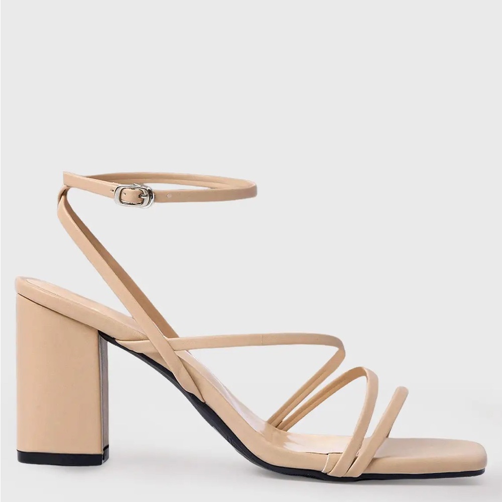 Azazie nude Strappy Block Heels - Picture 2 of 6